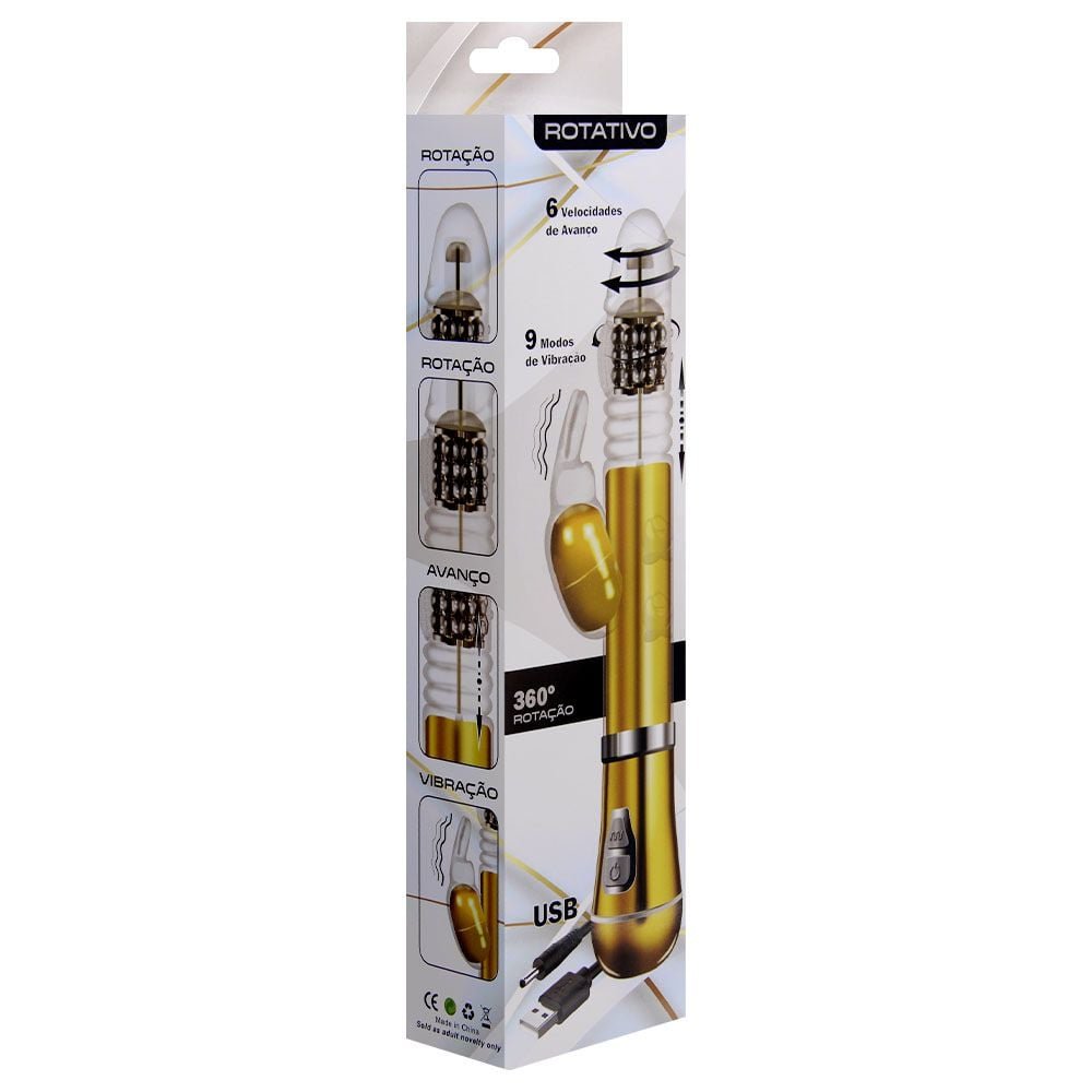 Vibrador Rotativo Cromado Vai Vem Usb Sexy Import