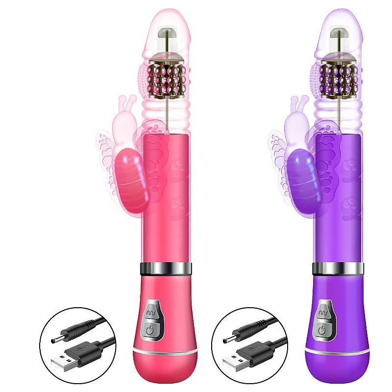 Vibrador Rotativo de Borboleta com Vai e vem - Recarregável - Roxo