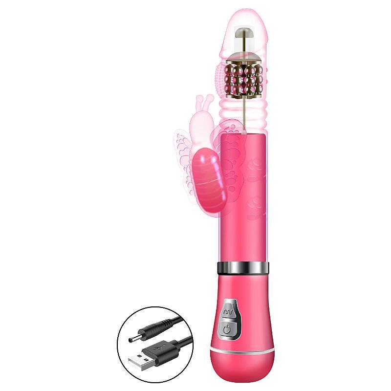 Vibrador Rotativo de Borboleta com Vai e vem - Recarregável - Roxo