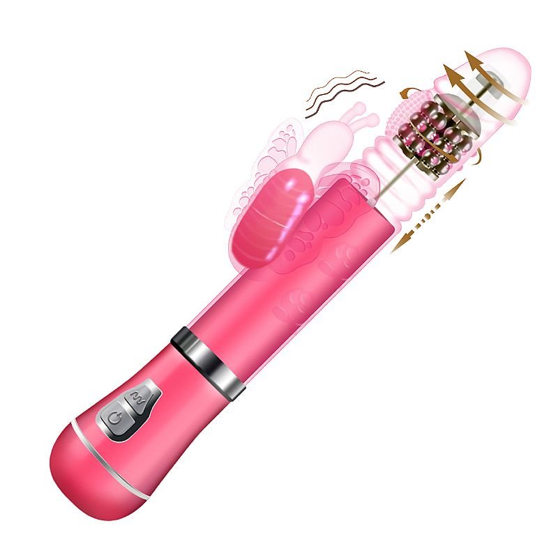 Vibrador Rotativo de Borboleta com Vai e vem - Recarregável - Roxo