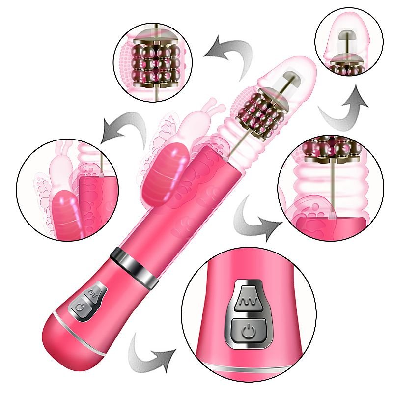 Vibrador Rotativo de Borboleta com Vai e vem - Recarregável - Roxo