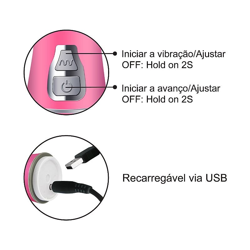 Vibrador Rotativo de Borboleta com Vai e vem - Recarregável - Roxo