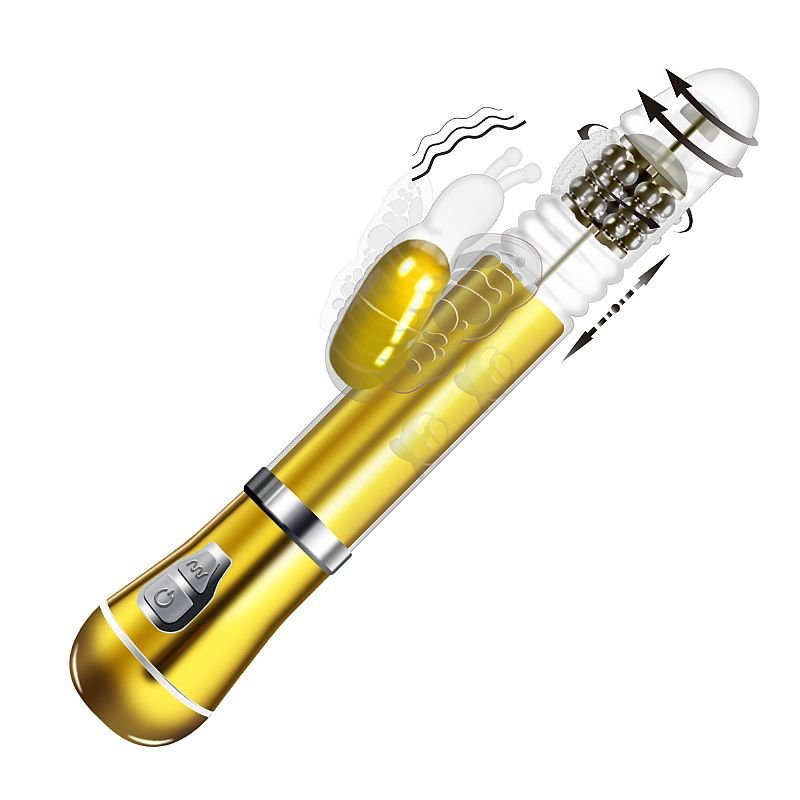 Vibrador Rotativo de Borboleta - Cromado - Recarregável - Dourado