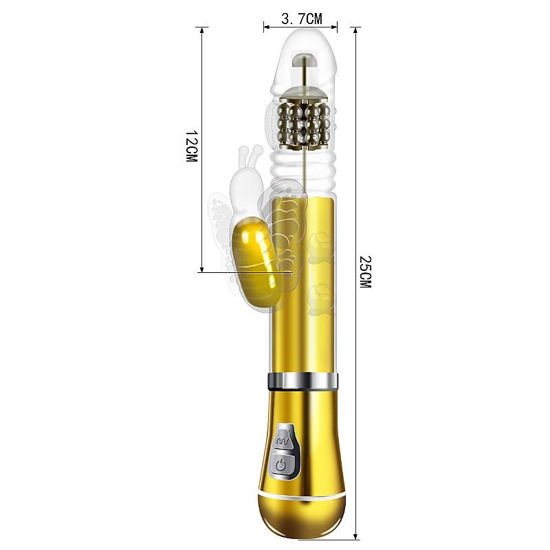 Vibrador Rotativo de Borboleta - Cromado - Recarregável - Roxo - Metálico