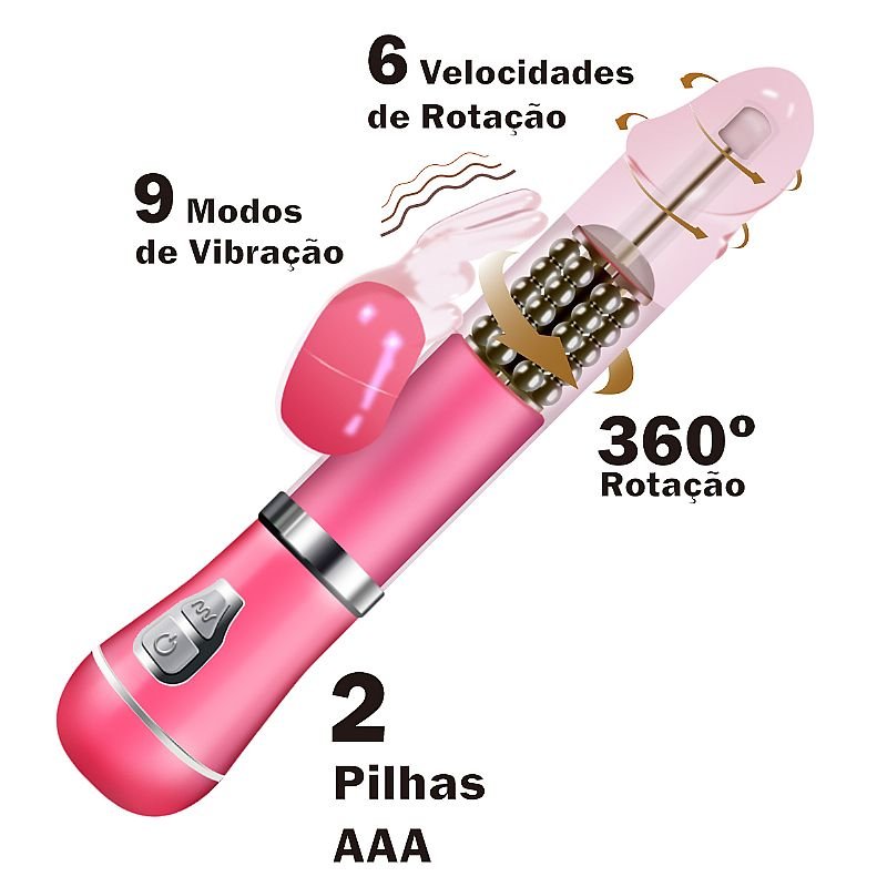 Vibrador Rotativo de Coelho - À Pilha - Rosa