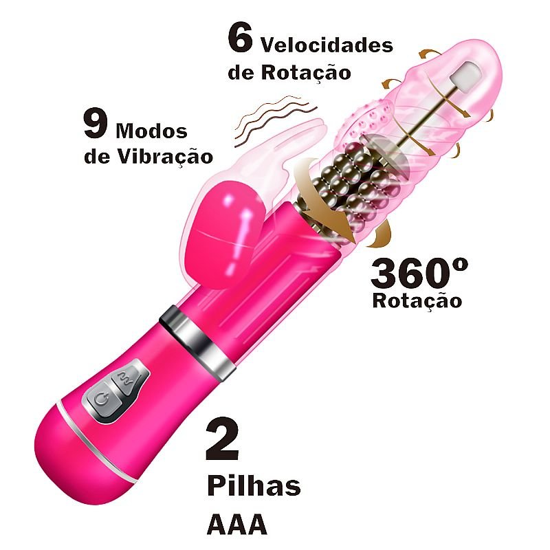 Vibrador Rotativo de Coelho - À Pilha - Roxo