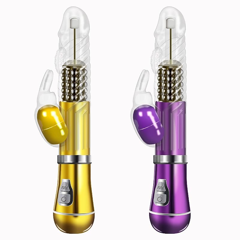 Vibrador Rotativo de Coelho - Cromado - À Pilha - Dourado