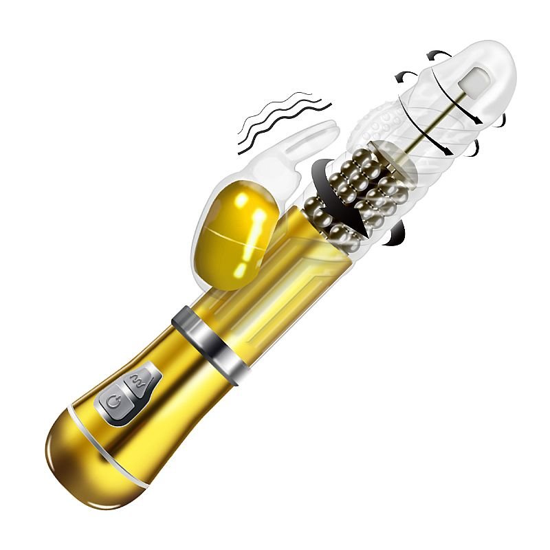 Vibrador Rotativo de Coelho - Cromado - À Pilha - Dourado