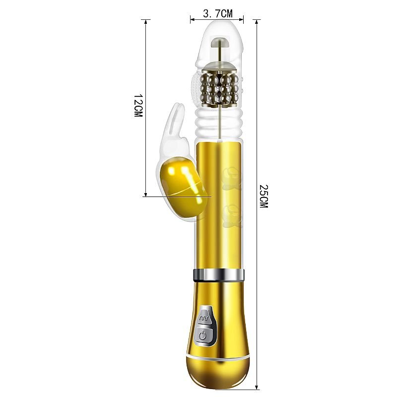 Vibrador Rotativo de Coelho - Cromado com Vai e vem - Recarregável