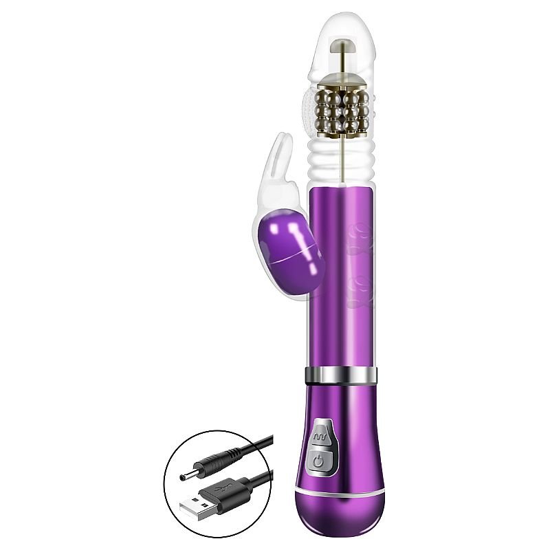 Vibrador Rotativo de Coelho - Cromado com Vai e vem - Recarregável