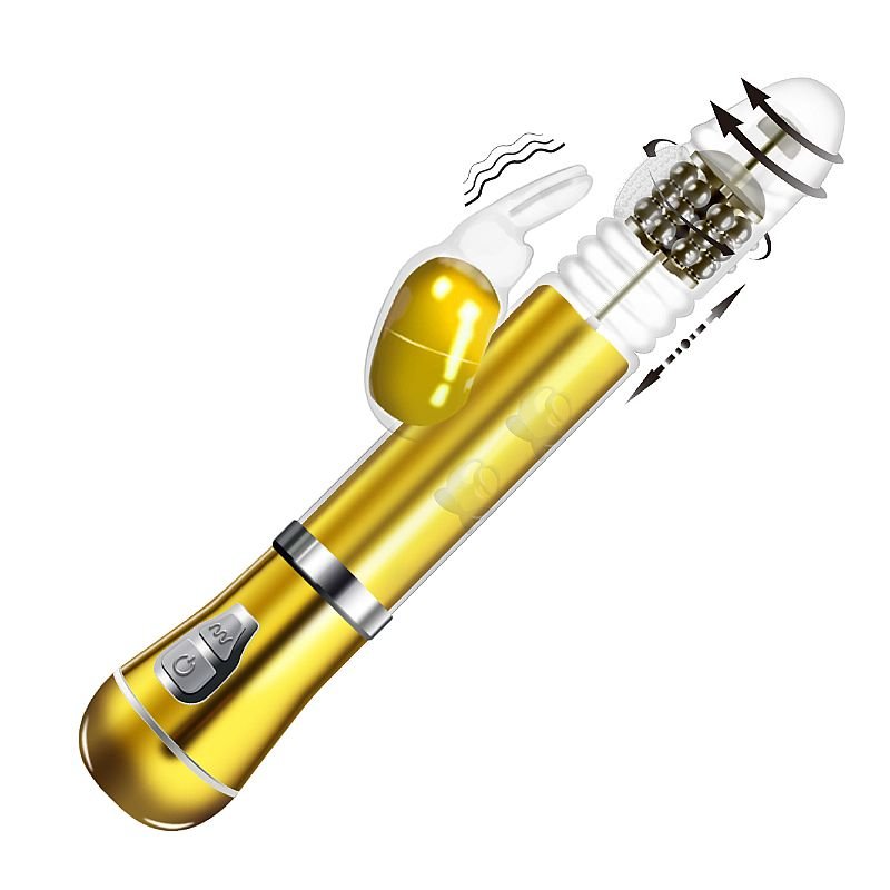 Vibrador Rotativo de Coelho - Cromado com Vai e vem - Recarregável