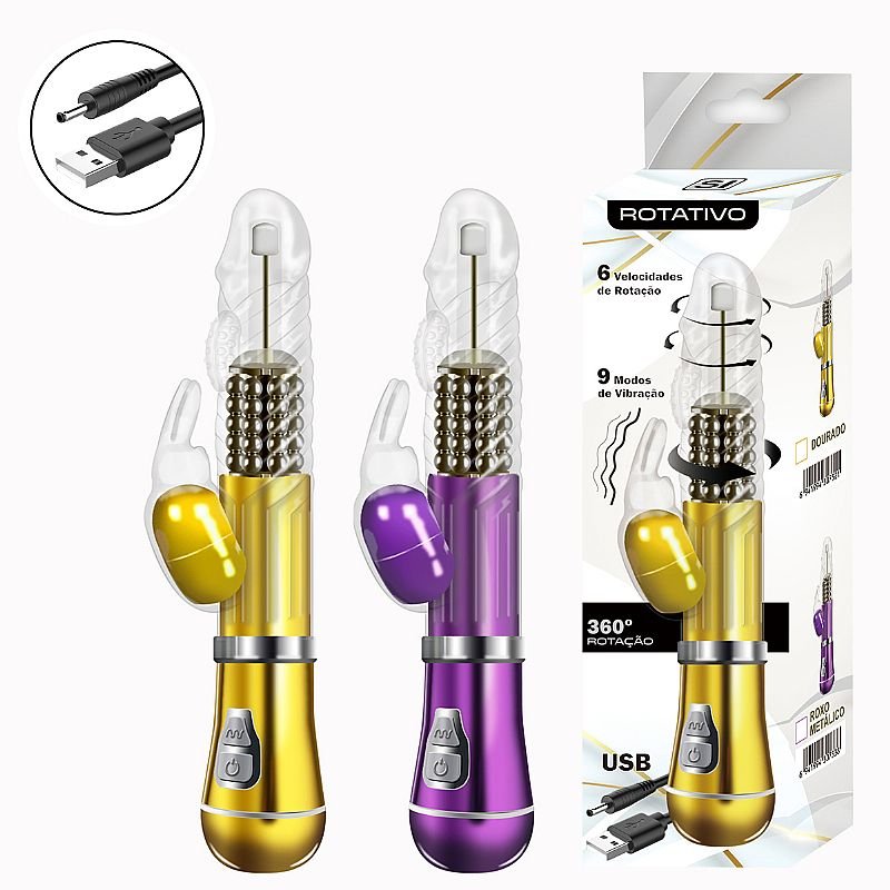 Vibrador Rotativo de Coelho - Cromado - Recarregável
