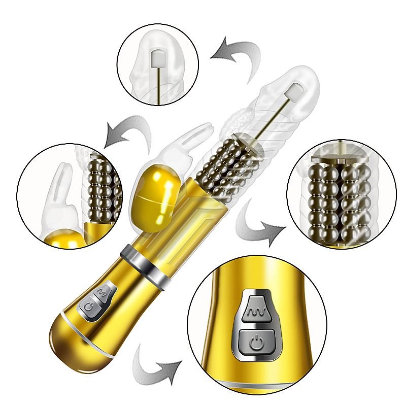 Vibrador Rotativo de Coelho - Cromado - Recarregável