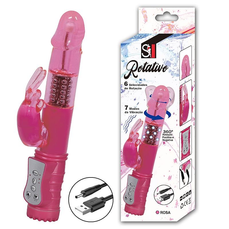 Vibrador Rotativo Liso - 7 Vibrações com Rotação 360º - Recarregável