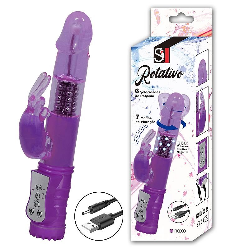 Vibrador Rotativo Liso - 7 Vibrações com Rotação 360º - Recarregável