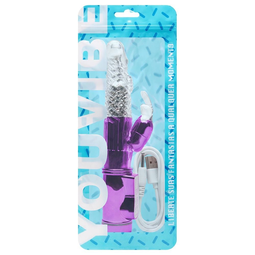 Vibrador Rotativo Rabbit 36 Vibrações Usb 22 X 3,5cm Vipmix