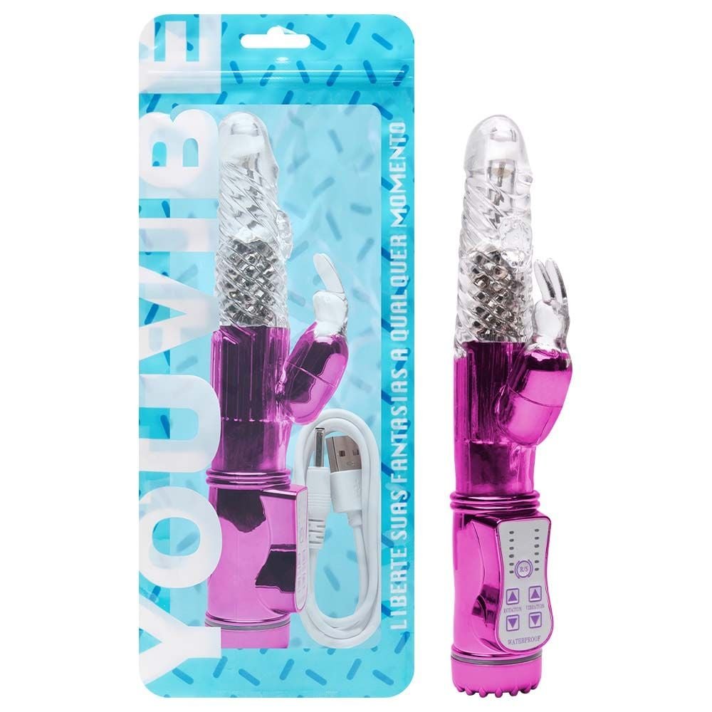 Vibrador Rotativo Rabbit 36 Vibrações Usb 22 X 3,5cm Vipmix