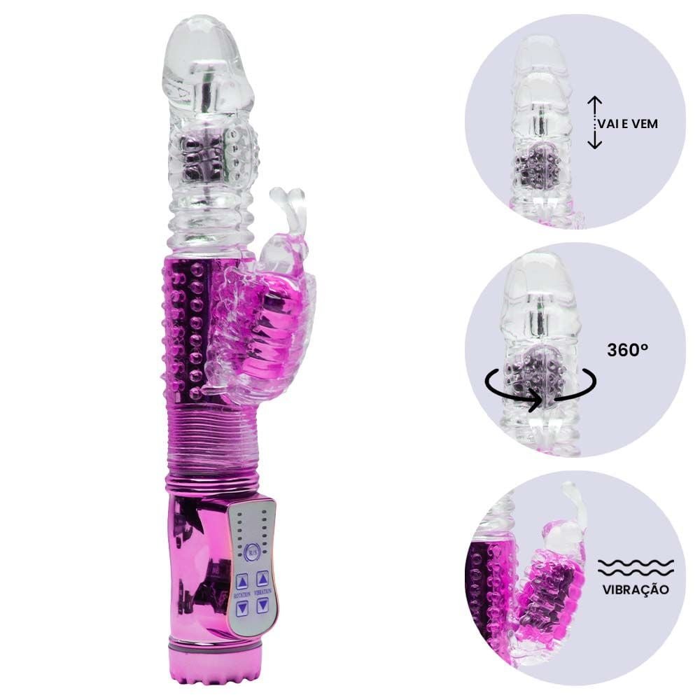 Vibrador Rotativo Sobe E Desce Butterfly 23 X 3,5cm Vipmix