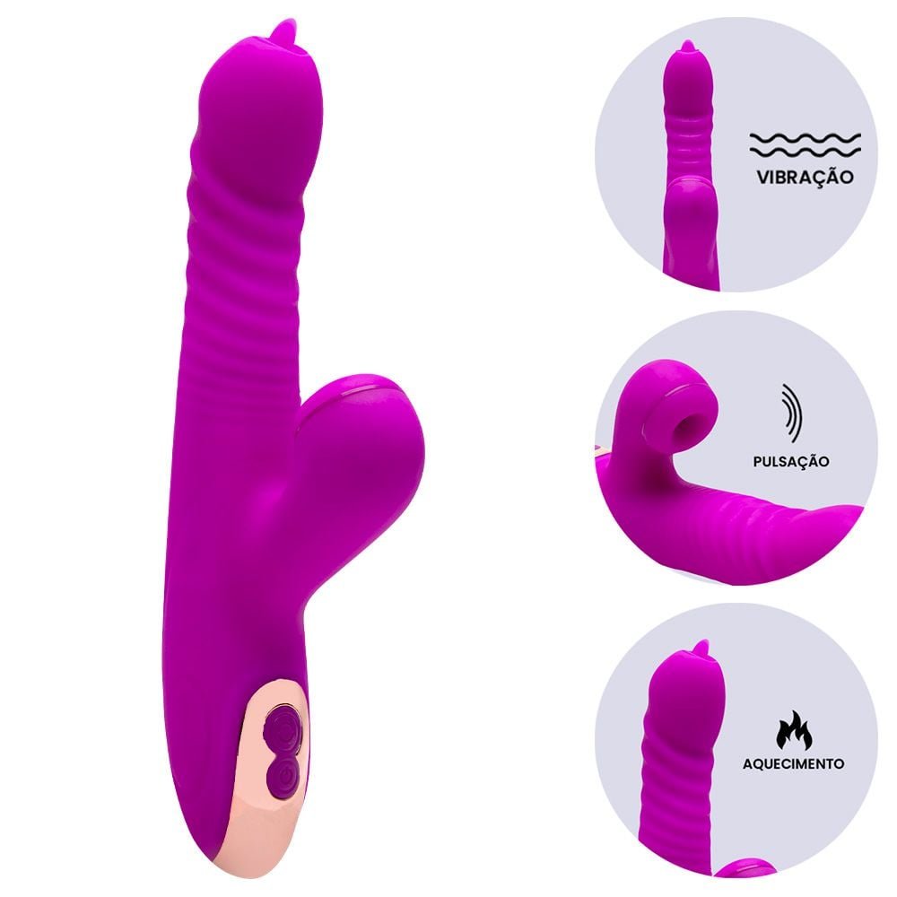 Vibrador Vai E Vem 8 Vibrações Aquece Sanders Vipmix
